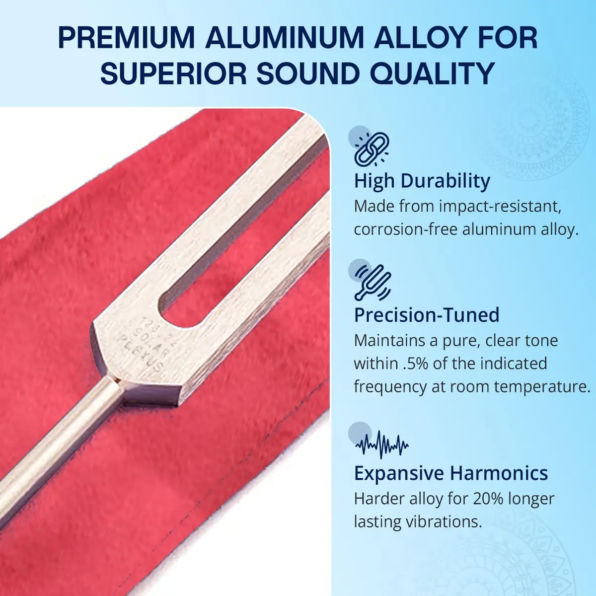 Omnivos Chakra Tuning Forks Set for Healing – 7 Chakra Frequencies 126.22Hz to 221.23Hz | Aluminum Alloy | Made in USA - view 5