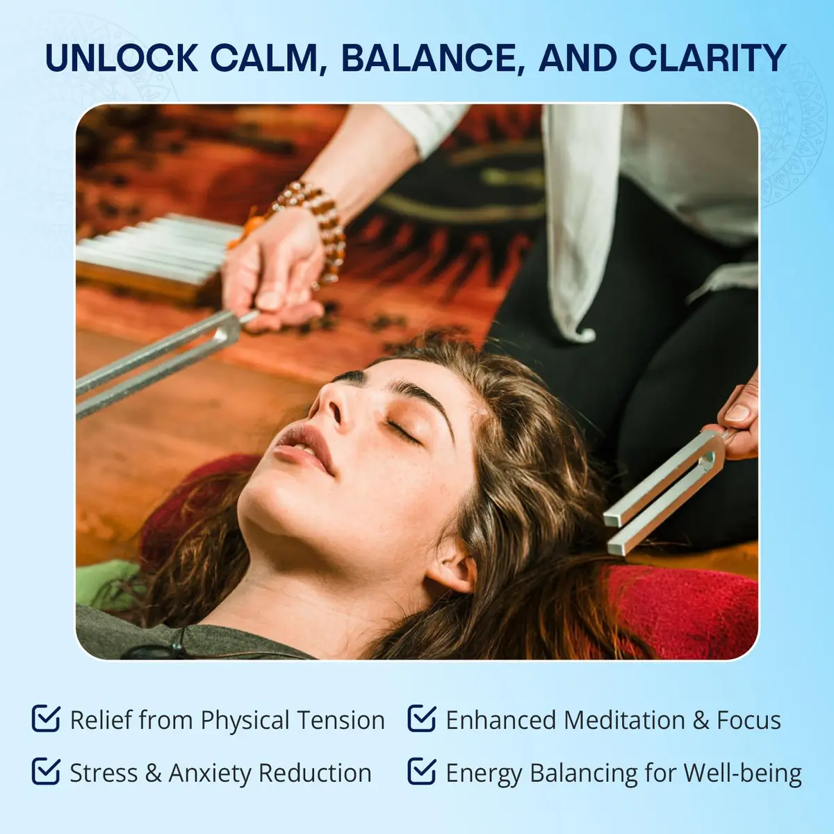 Omnivos Chakra Tuning Forks Set for Healing – 7 Chakra Frequencies 126.22Hz to 221.23Hz | Aluminum Alloy | Made in USA - view 3