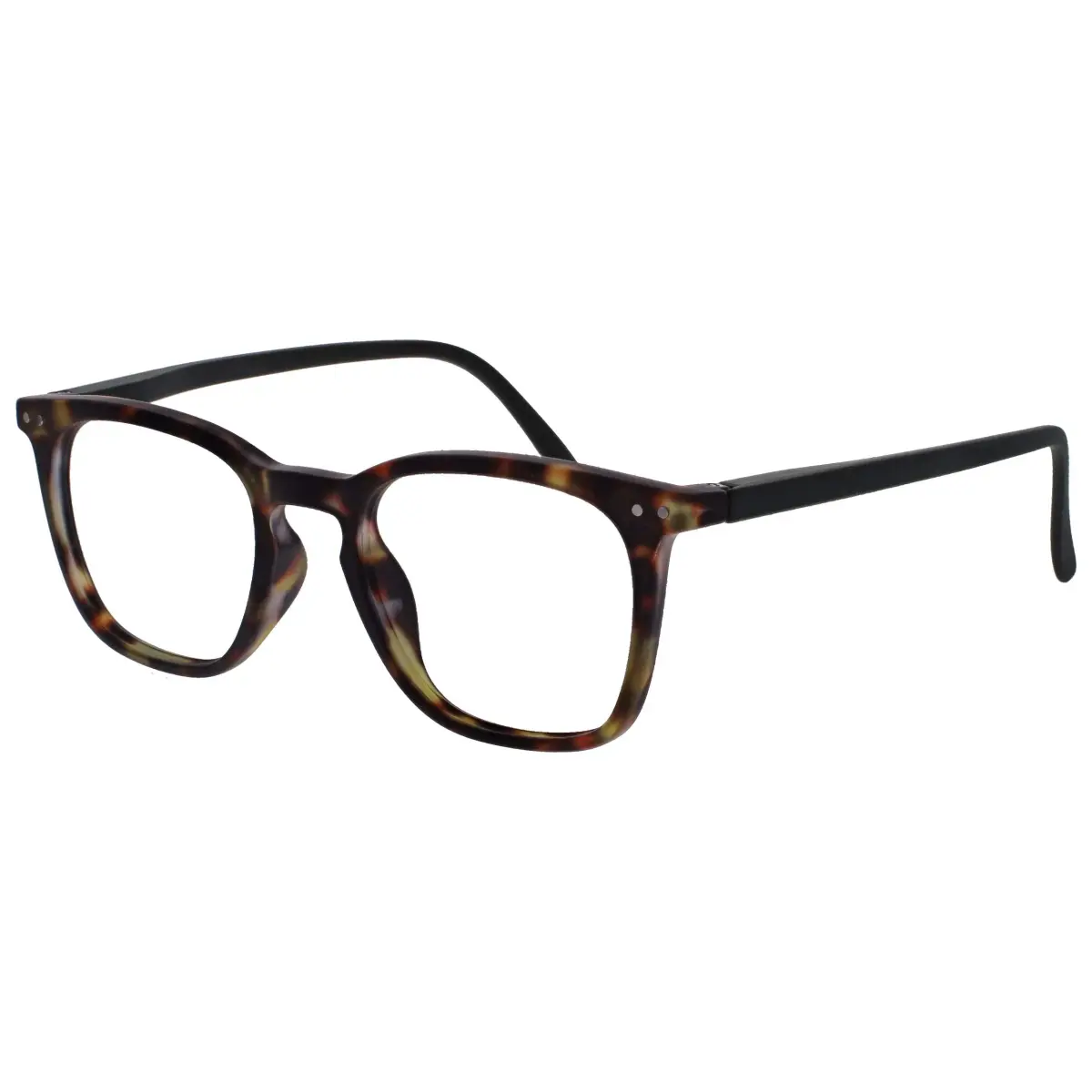 OPULIZE BEX Reading Glasses +1.50 Diopters | Oversized Square Frame, Matt Brown Tortoiseshell with Black Arms, UV400 Protection - view 2