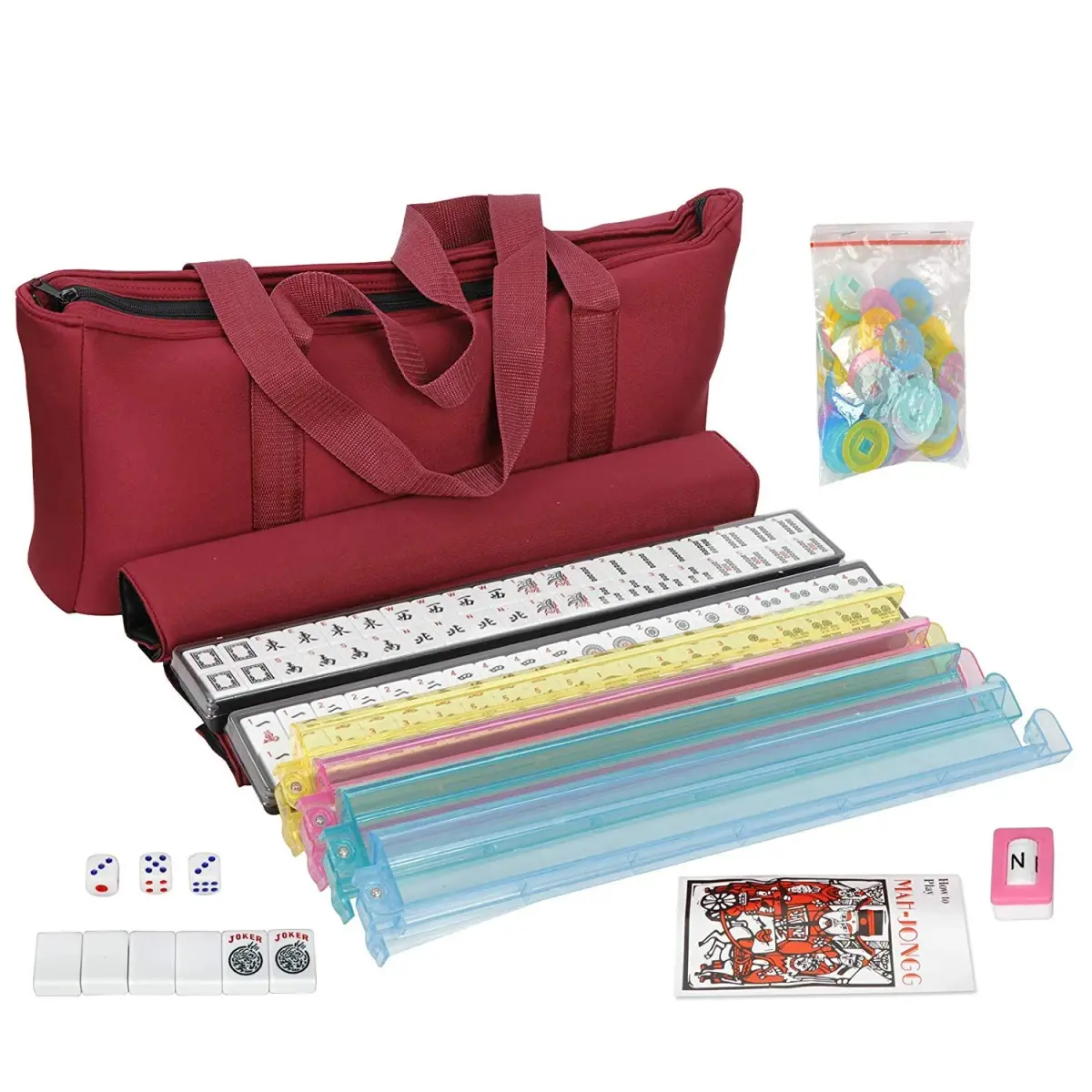 HNDTEK American Mahjong Set 166 Tiles, 1.5" x 1.5" Tiles | Non-Toxic Melamine for Family Game Nights - view 3