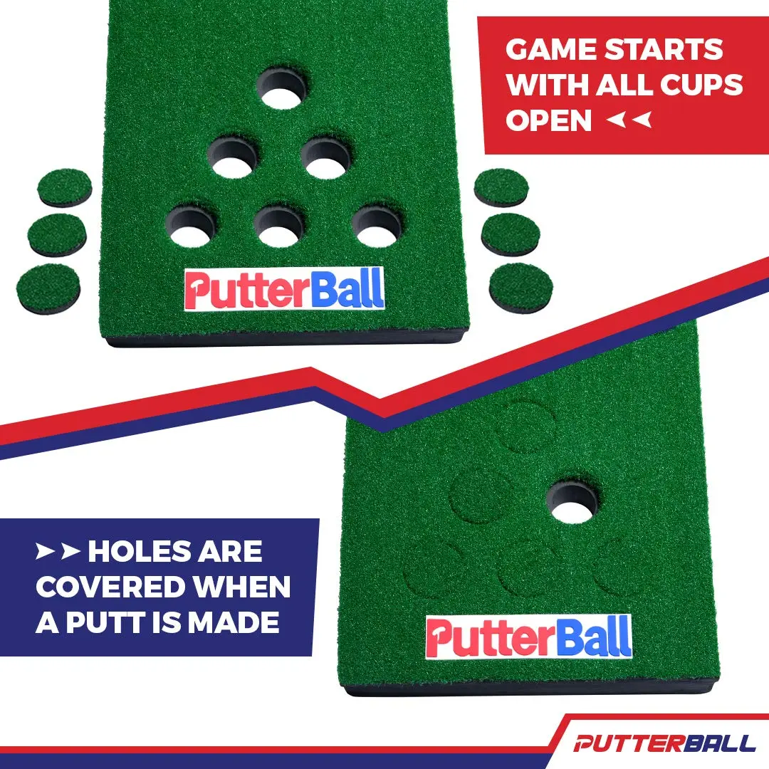 PutterBall Original Golf Putting Game Set – Backyard 12 ft Putting Green Pong Style Golf Mat with 2 Putters, 2 Balls & Hole Covers - view 3