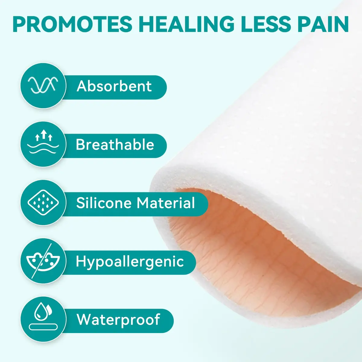 Dimora Silicone Foam Dressing Without Border 4"x 4" | Highly Absorbent Wound Bandage for Moderate Exuding Wounds - view 5