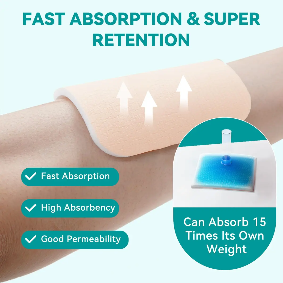 Dimora Silicone Foam Dressing Without Border 4"x 4" | Highly Absorbent Wound Bandage for Moderate Exuding Wounds - view 6