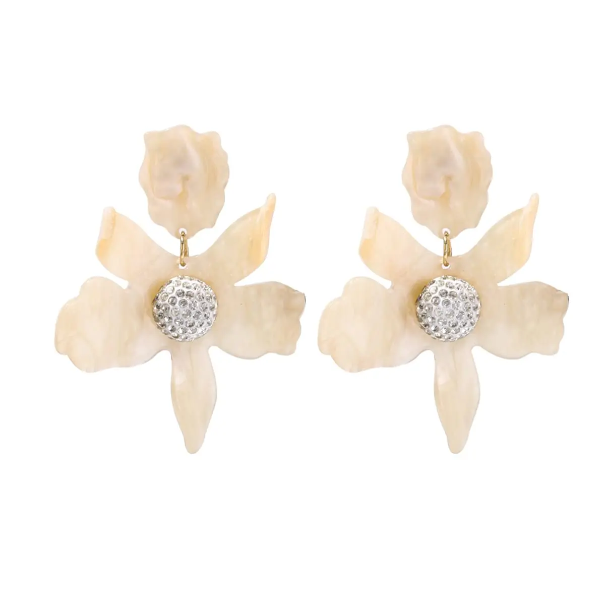 Artilady Boho Stud Earrings for Women, Cream Flower Jewelry | Lightweight Resin & Alloy Statement Earrings - main product image