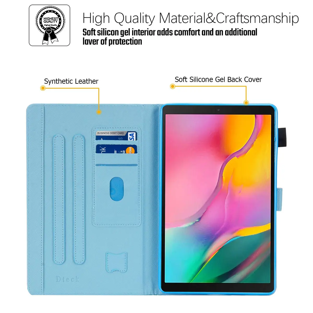 Dteck SM-T510 Case for Samsung Galaxy Tab A 10.1 2019 | Premium Leather Folio Stand with Card Slots - view 8