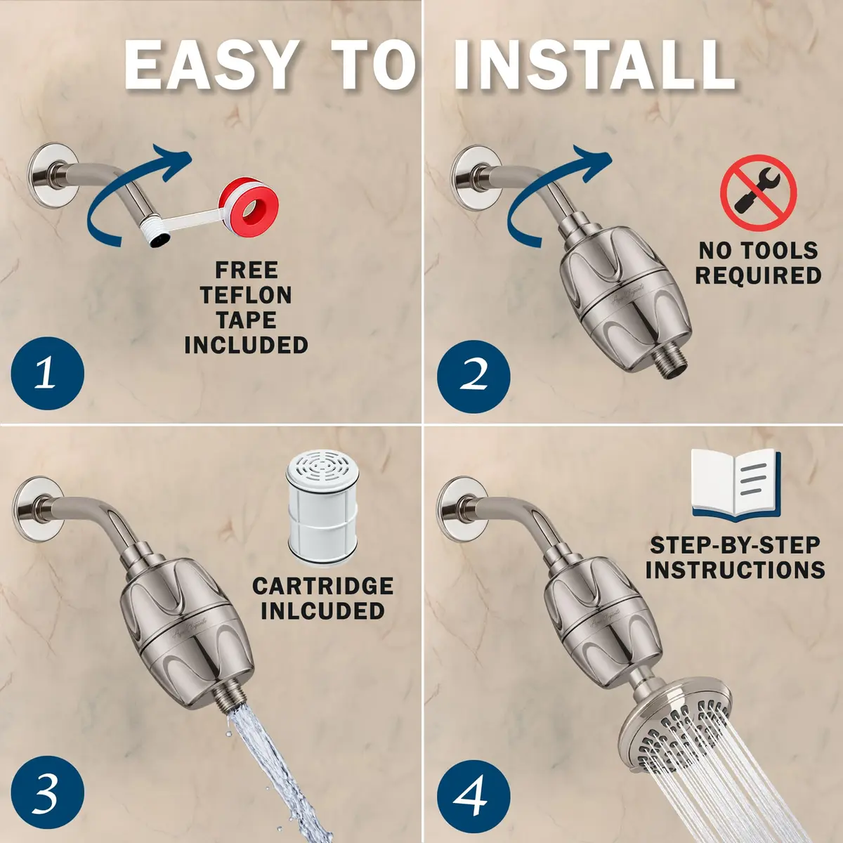 Aqua Elegante Chlorine Shower Water Filter - Brushed Nickel | Reduces Chlorine & Heavy Metals - view 5