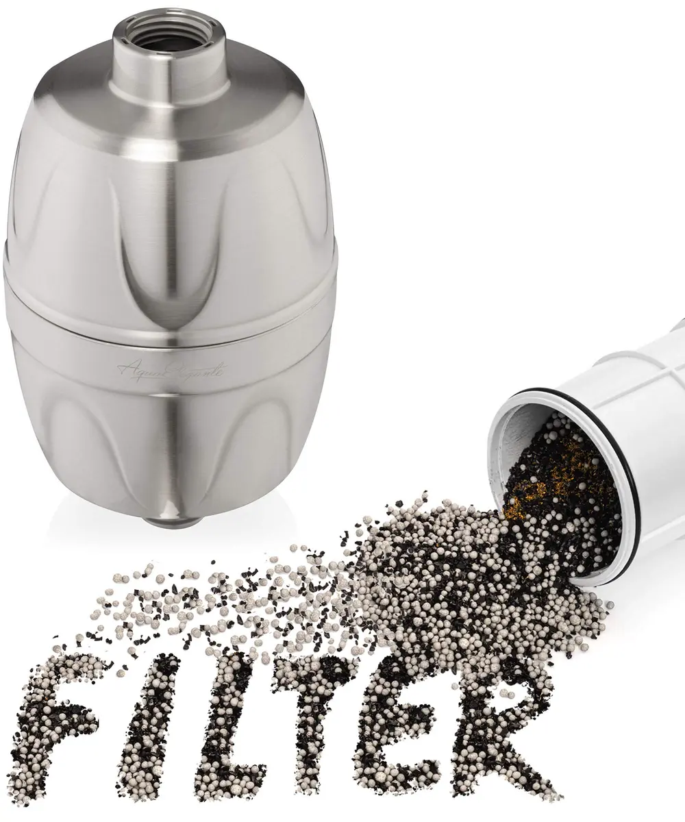 Aqua Elegante Chlorine Shower Water Filter - Brushed Nickel | Reduces Chlorine & Heavy Metals - main product image