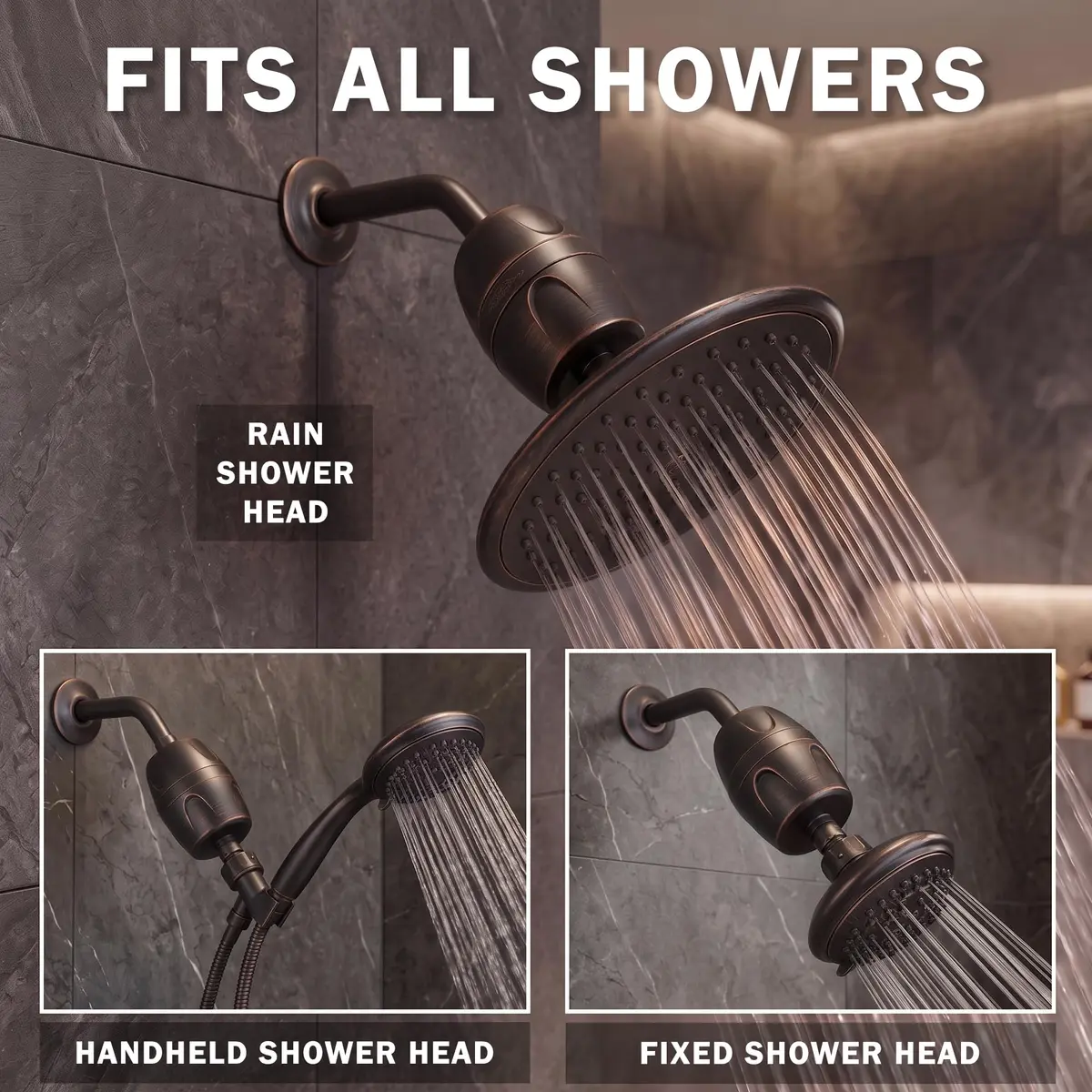 Aqua Elegante Chlorine Shower Water Filter - Oil-Rubbed Bronze | Reduces Chlorine & Heavy Metals, Softens Skin & Hair - view 4