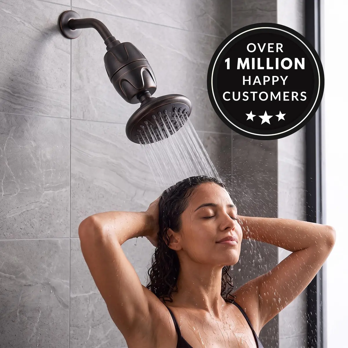 Aqua Elegante Chlorine Shower Water Filter - Oil-Rubbed Bronze | Reduces Chlorine & Heavy Metals, Softens Skin & Hair - view 6