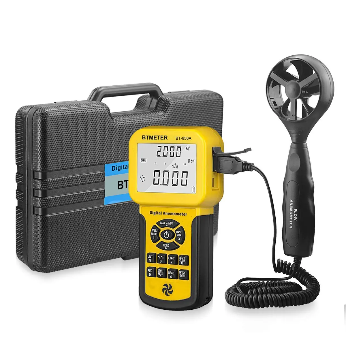 BTMETER Por HVAC Anemometer -CFM Meter Gauge w/USB Data Export to PC | Wind Speed & Flow Measurement - main product image
