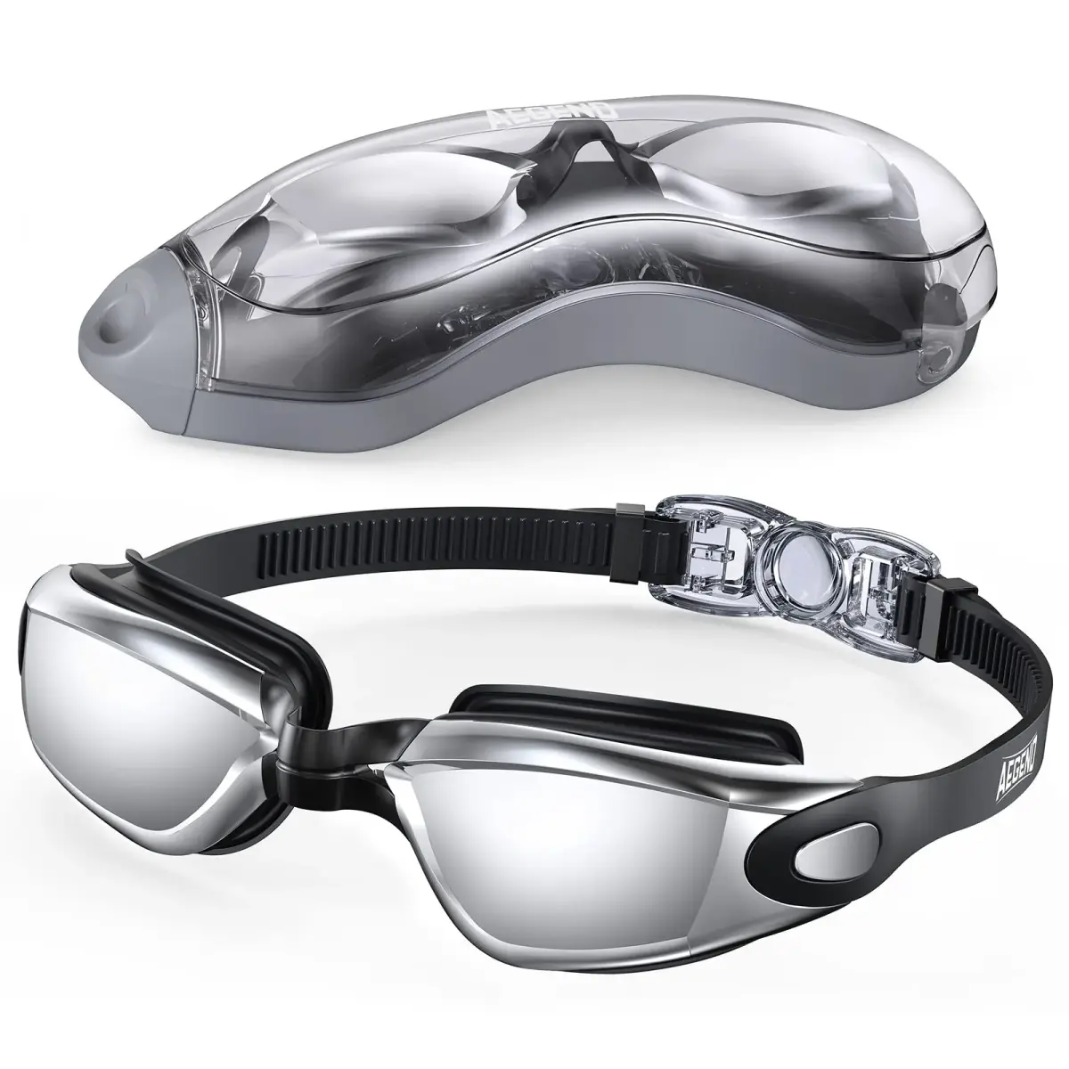 Aegend Mirrored Swim Goggles | Anti-Fog, UV Protection, 180° Panoramic View - main product image