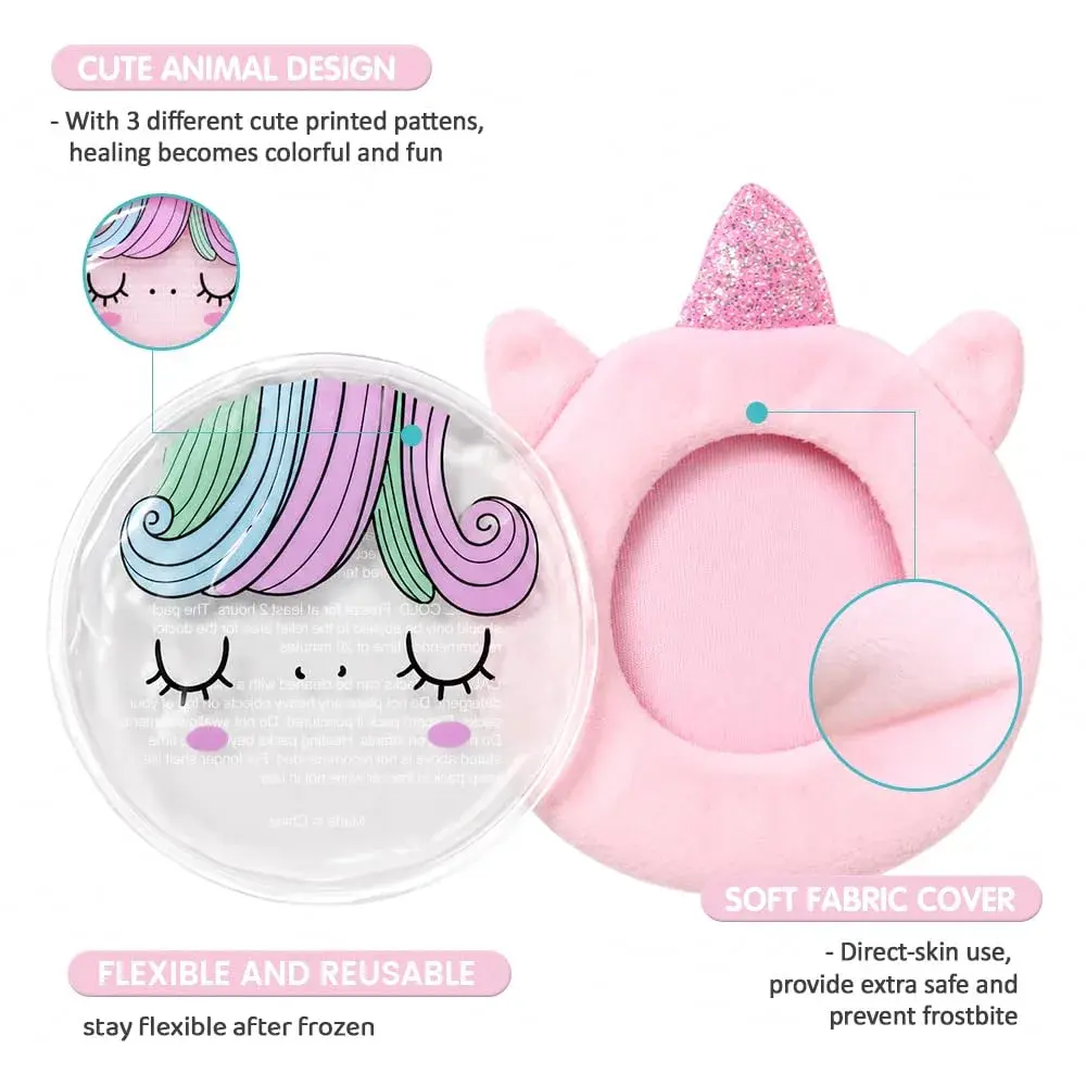 Hilph Kids Ice Packs for Boo Boos, Reusable Gel Cold Packs with Plush Sleeves, 3 Pcs (Unicorn, Duck, Reindeer) | Pain Relief for Toddlers - view 5