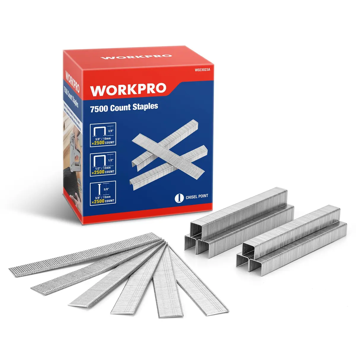 WORKPRO Heavy Duty T50 Staples & 18G Brad Nails Combo 7500-Count | 1/2-Inch, 3/8-Inch Staples & 5/8-Inch Nails - main product image