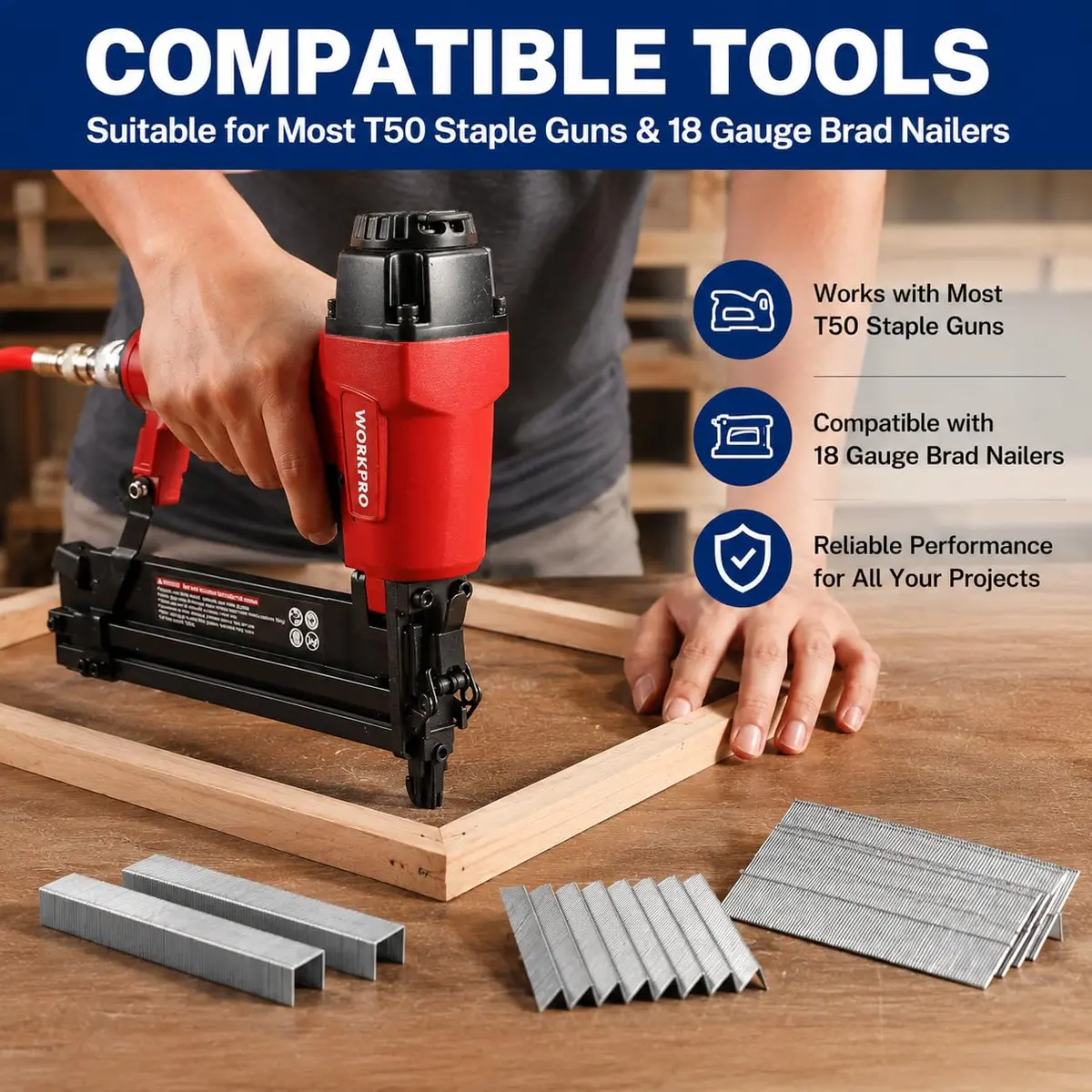 WORKPRO Heavy Duty T50 Staples & 18G Brad Nails Combo 7500-Count | 1/2-Inch, 3/8-Inch Staples & 5/8-Inch Nails - view 3