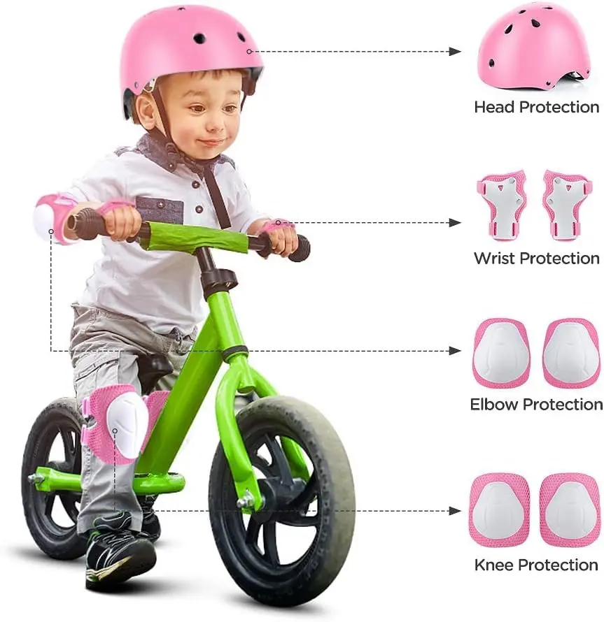 DaCool Kids Bike Helmet & Protective Gear Set for Sports Cycling Skating, Pink, 7-Piece Set - view 7