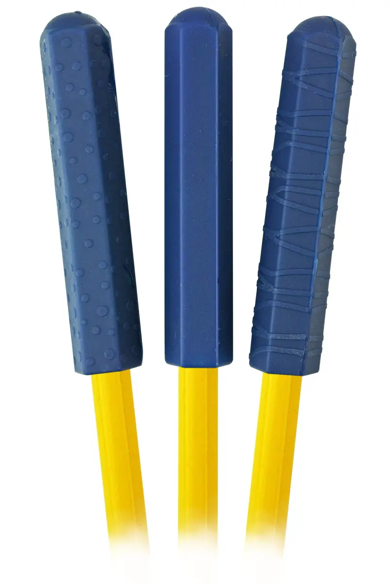 The Pencil Grip Chewberz Pencil Toppers, Latex-Free Chewable Pencil Toppers, Navy Blue, Set of 3 | Discreet Oral Sensory Tool - main product image