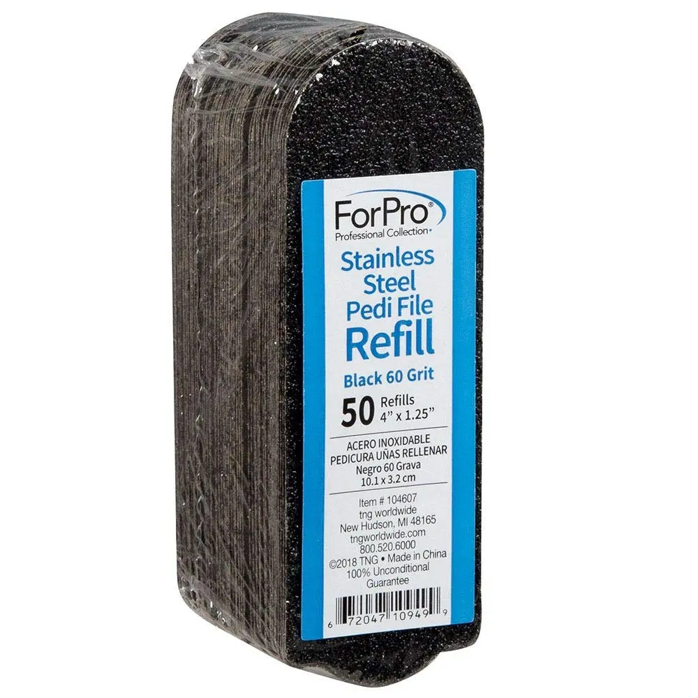 ForPro Stainless Steel Pedi File Refill 50ct 60 Grit | Water-Resistant Callus Smoother - main product image
