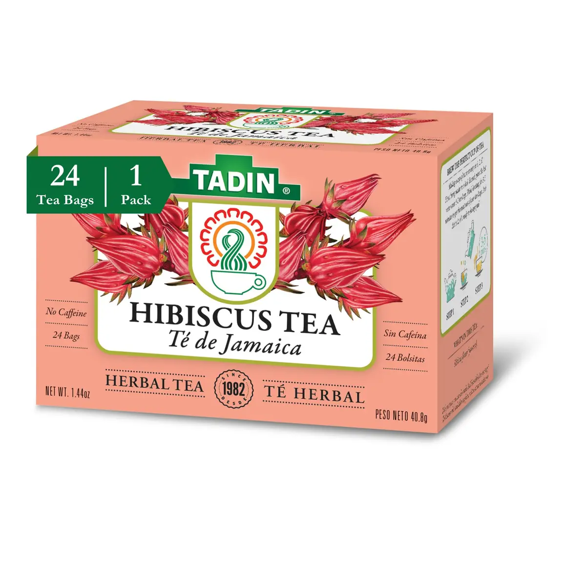 Tadin Hibiscus Tea, Herbal Tea, Caffeine Free, 24 Tea Bags | Floral & Fruity, Supports Wellness - main product image