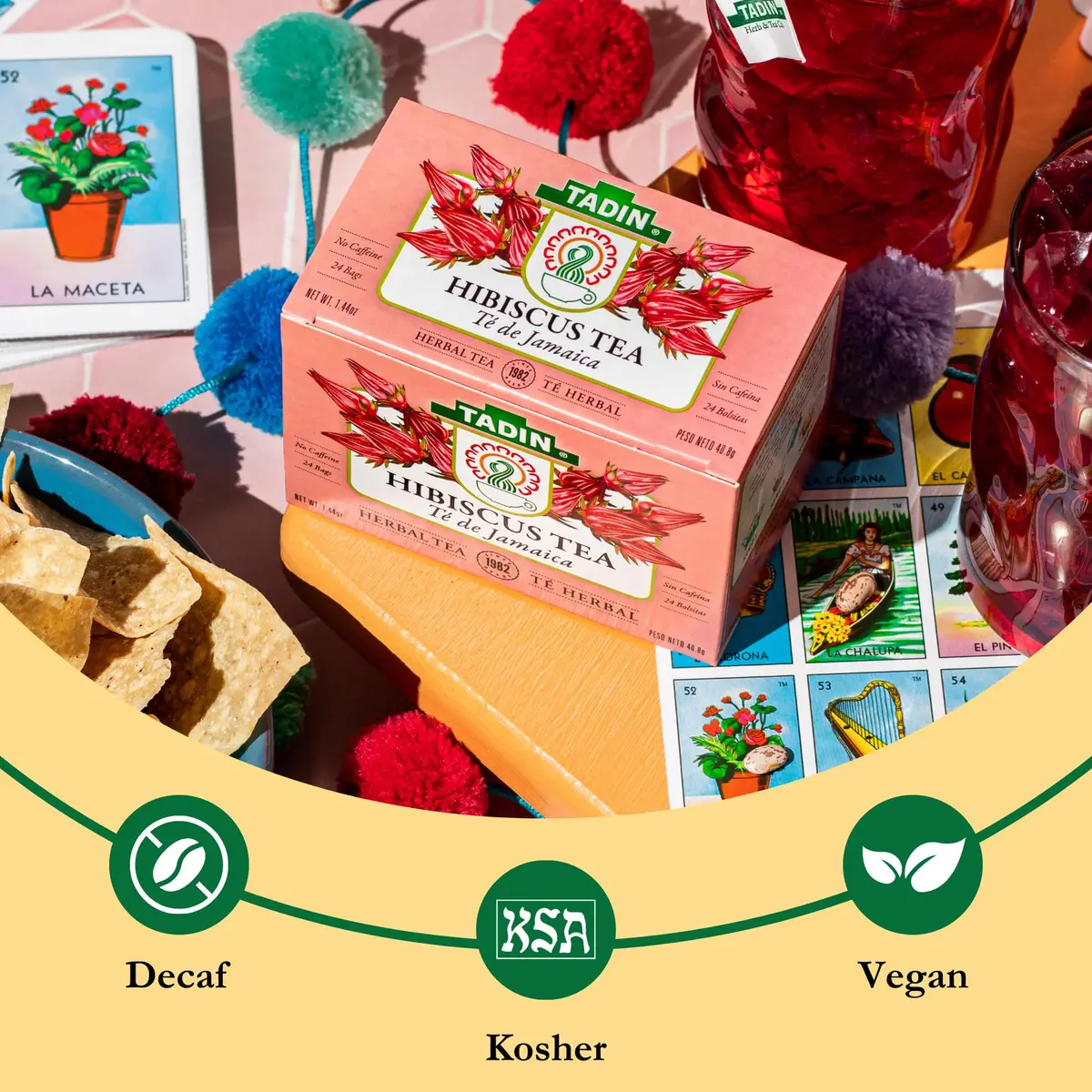 Tadin Hibiscus Tea, Herbal Tea, Caffeine Free, 24 Tea Bags | Floral & Fruity, Supports Wellness - view 3