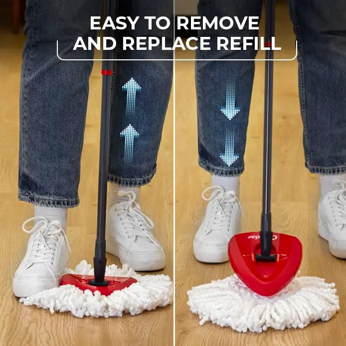 O-Cedar EasyWring Microfiber Spin Mop & Bucket Floor Cleaning System with 3 Refills, Red/Gray | Cleans 99% Bacteria with Water - view 7