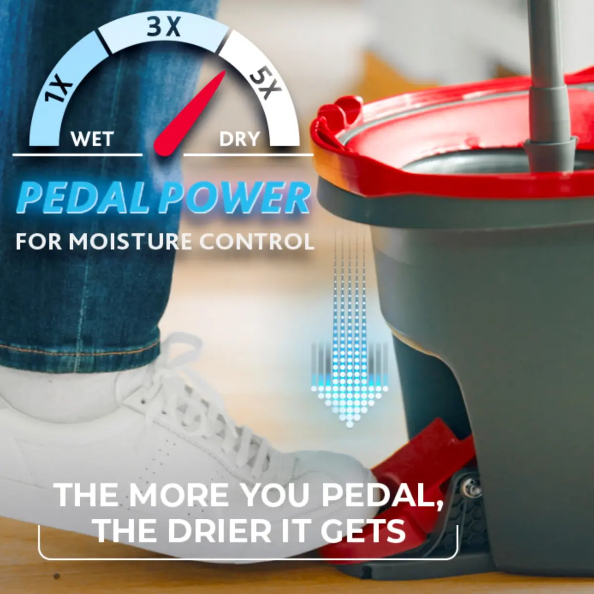 O-Cedar EasyWring Microfiber Spin Mop & Bucket Floor Cleaning System with 3 Refills, Red/Gray | Cleans 99% Bacteria with Water - view 3