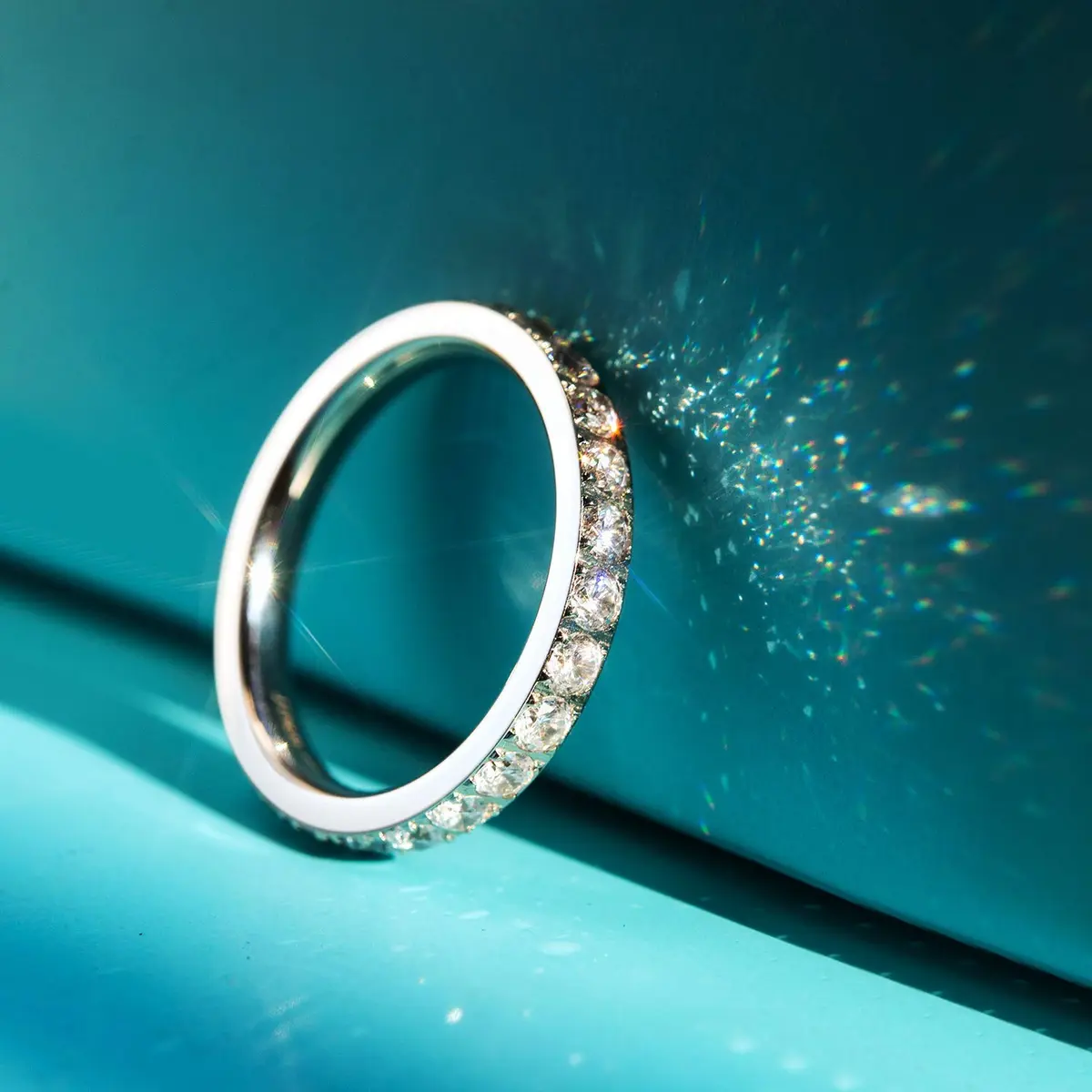 JINEAR 3mm Wedding Bands for Women Eternity Ring 18K Gold Plated Cubic Zirconia Size 5-10 | Elegant Gift for Her - view 5