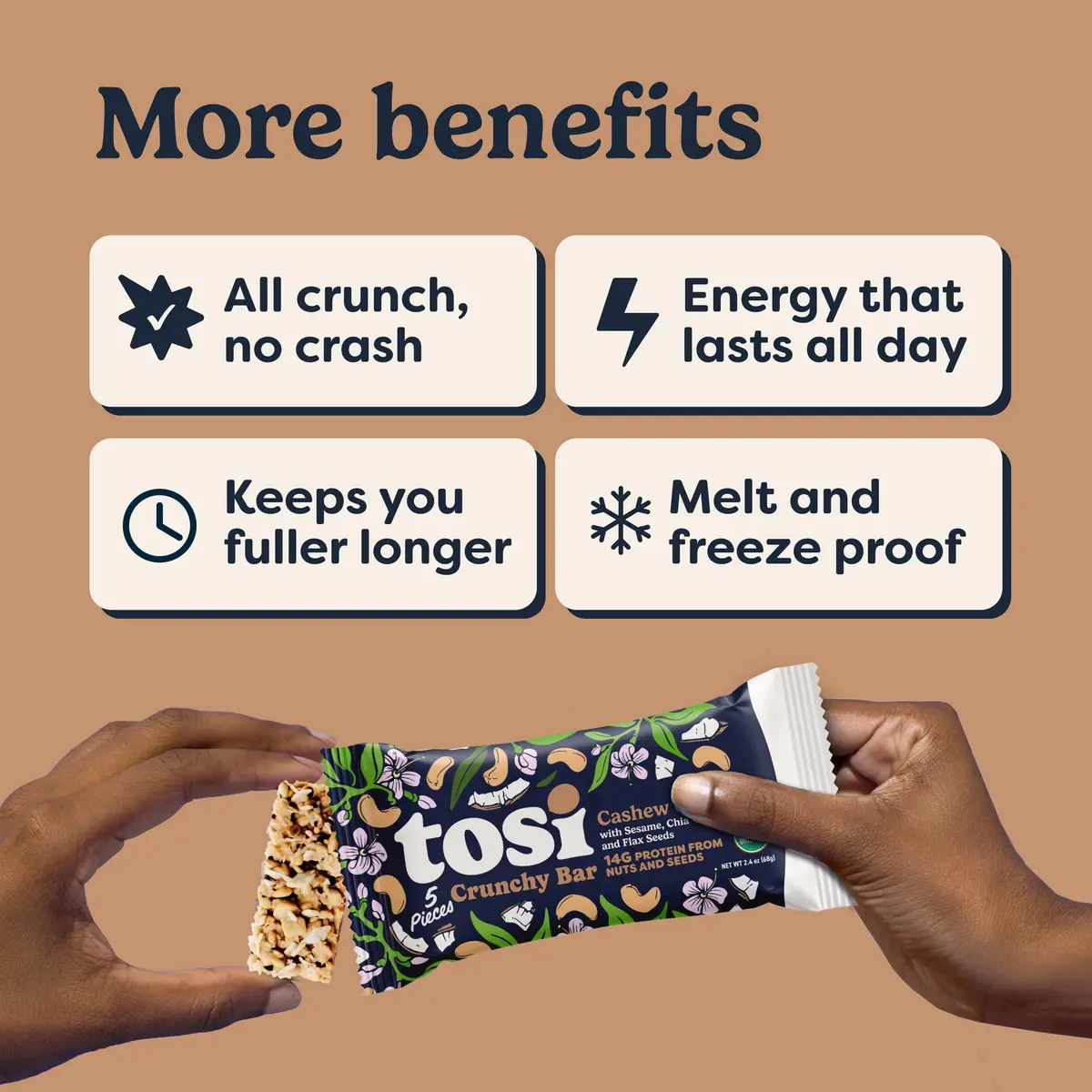 Tosi Plant Based Nut Bars Coconut 12 Pack | Vegan Snack with 14g Protein (2.4oz each) - view 6