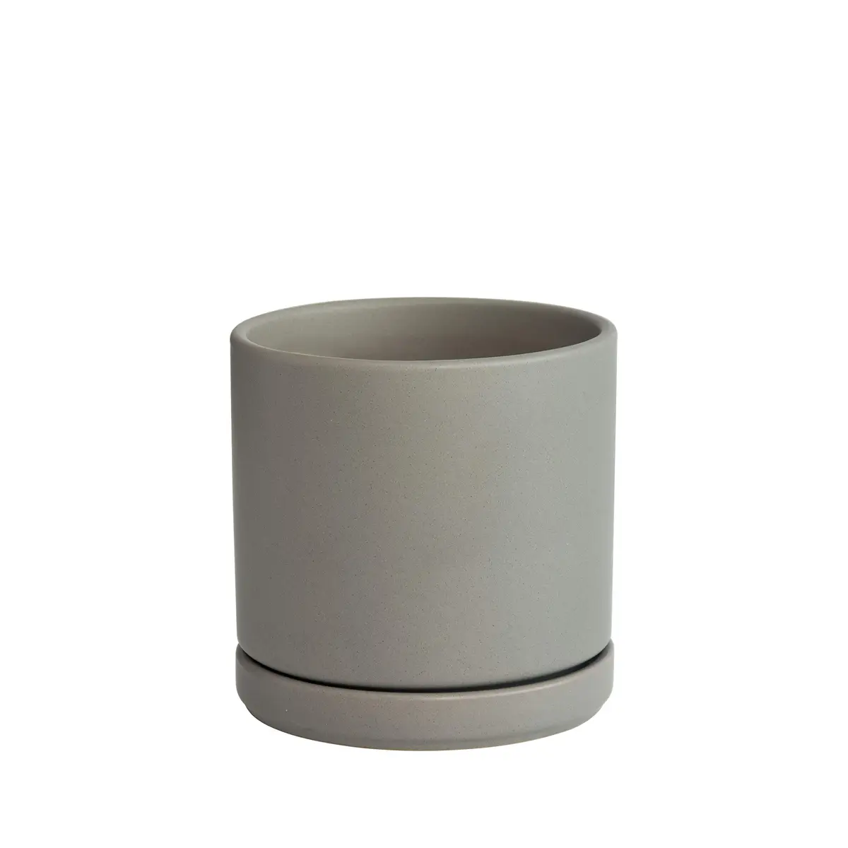 D'vine Dev 6 Inch Ceramic Planter Pot, Grey | Modern Indoor Cylinder with Drainage Hole - main product image