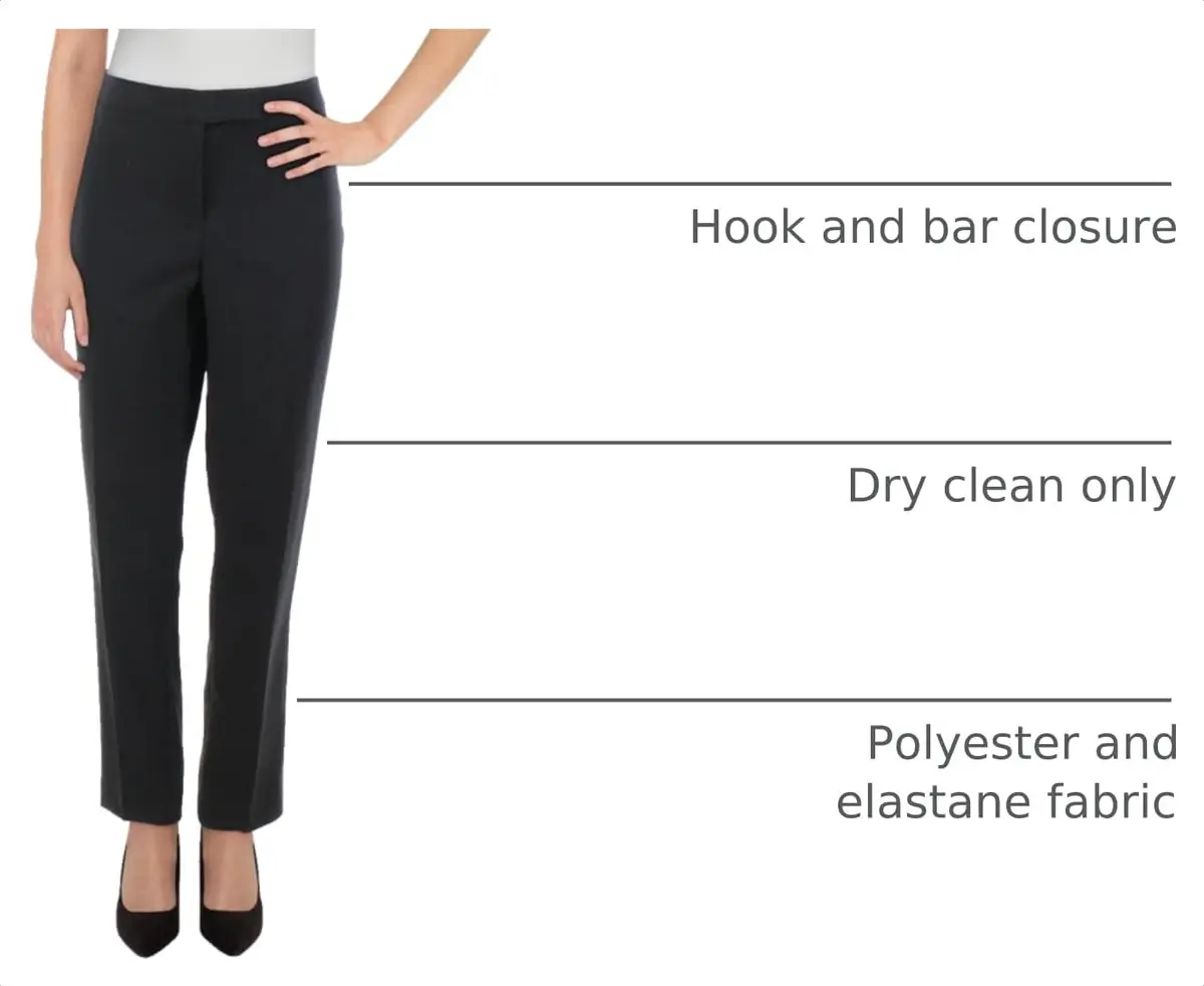 Anne Klein Womens Bowie Pant, Anne Black, Size 4 US | Mid Rise Straight Leg Wide Canvas - view 3