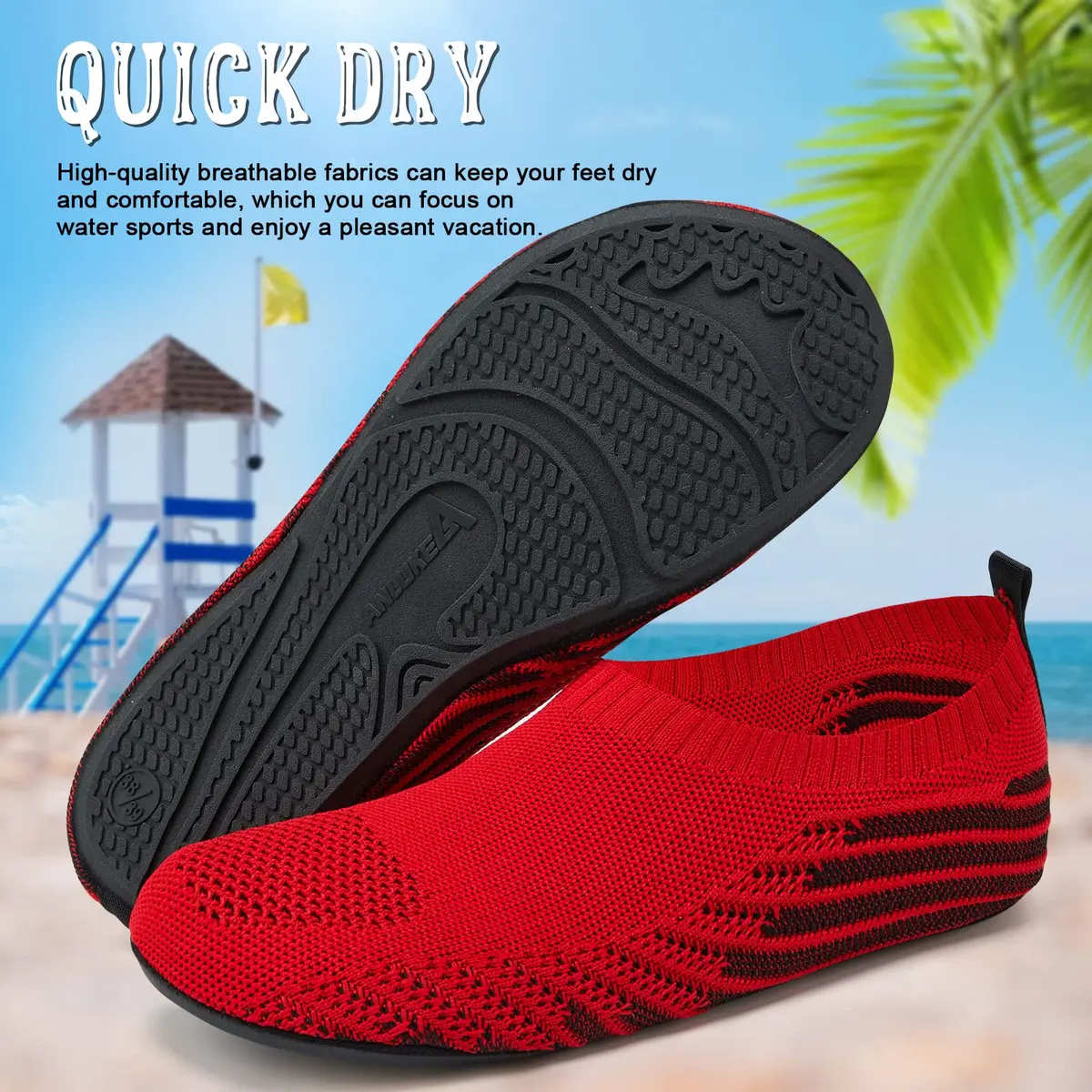 ANLUKE Water Shoes for Women Men | Quick-Dry Swim Shoes for Pool & Beach | Unisex, Breathable Knit, All-Terrain TPR Sole - view 7
