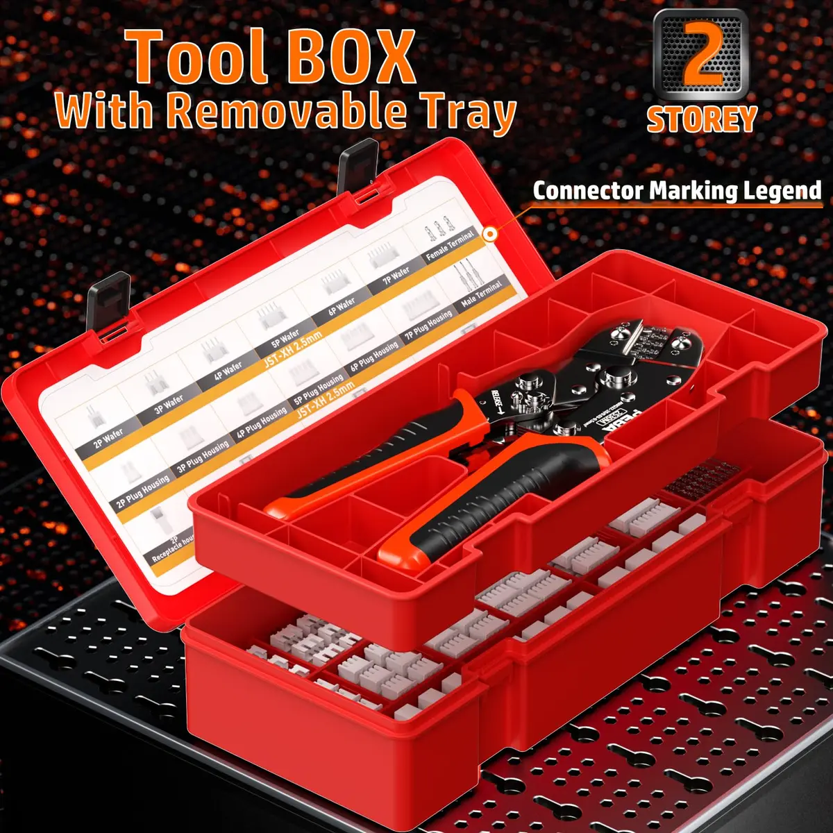 PEBA Crimping Tool and JST Connector Kit - 18 Types of 2.5 mm JST-XH Connectors & Crimp Pins, for DIY Electronics, Suitable for AWG 32-20 Wires - view 7