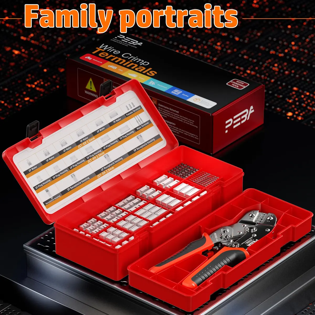 PEBA Crimping Tool and JST Connector Kit - 18 Types of 2.5 mm JST-XH Connectors & Crimp Pins, for DIY Electronics, Suitable for AWG 32-20 Wires - view 9