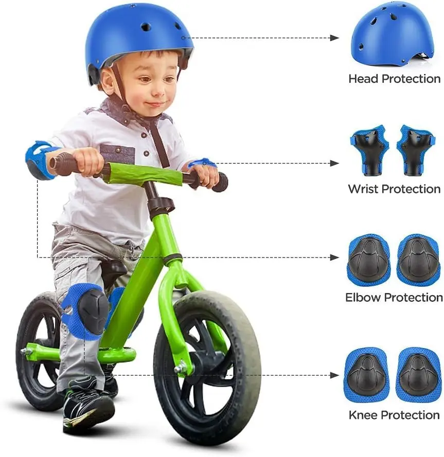 DaCool Kids Bike Helmet and Protective Gear Set with Knee Pads, Blue, Small (50-54cm / 18.9-21.3in) - view 4