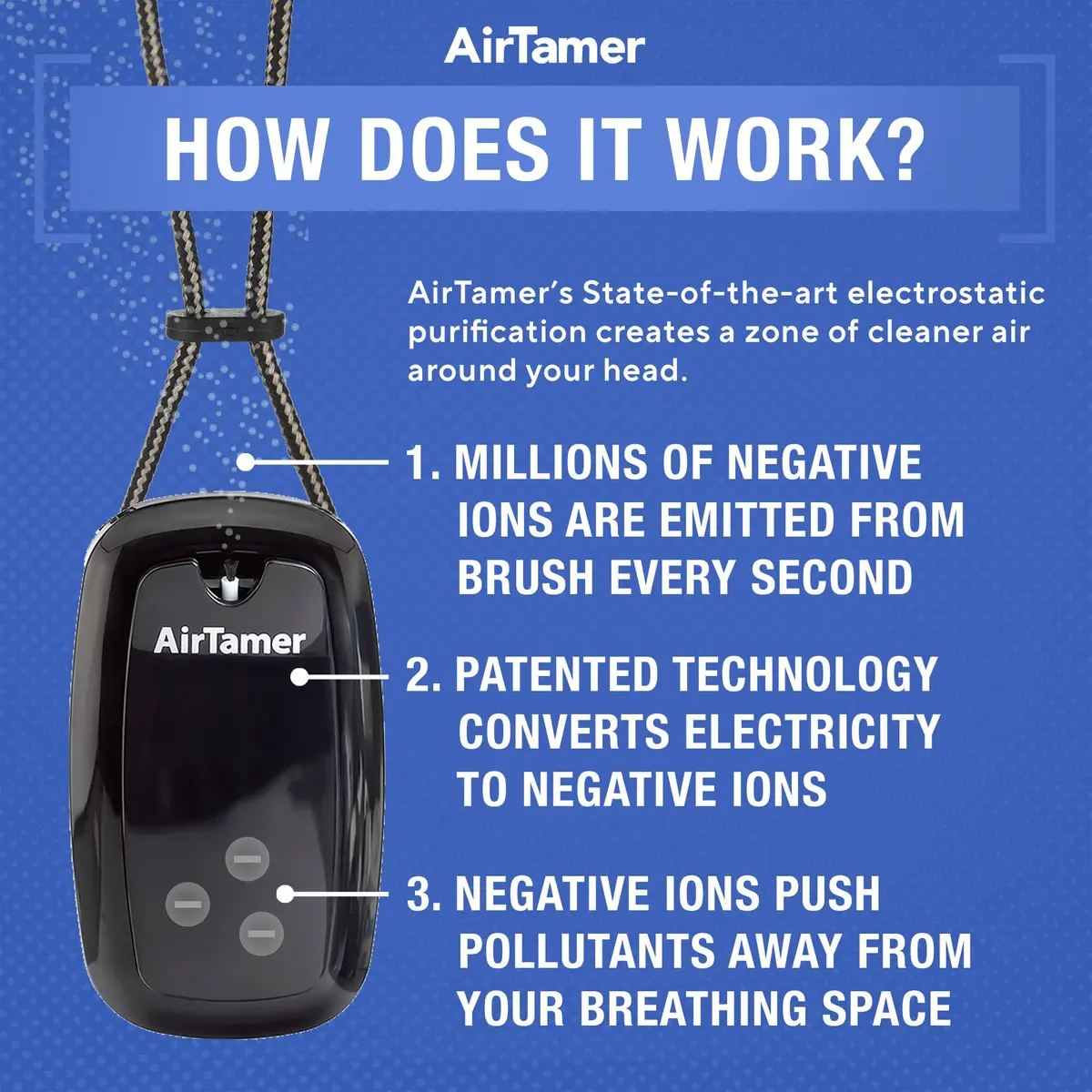 AirTamer A315 Replacement Negative Ion Emitter Covers Black 2-Pack | For Personal Air Purifier - view 6