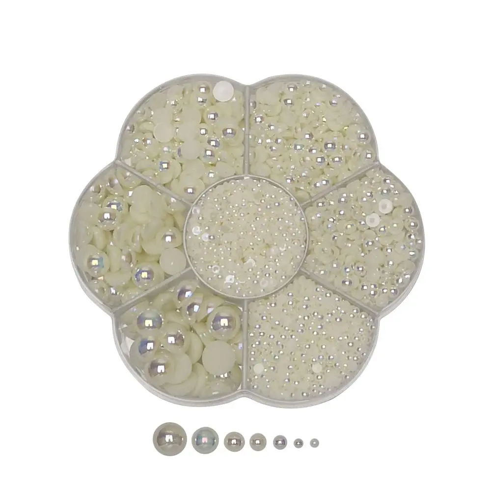 Chenkou Craft 3000PCS Beige Round Flatback Imitation Half Pearls Bead | 2.5mm-10mm, Loops for Jewelry & Crafts - main product image