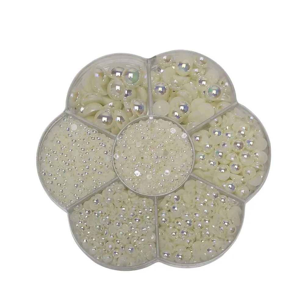 Chenkou Craft 3000PCS Beige Round Flatback Imitation Half Pearls Bead | 2.5mm-10mm, Loops for Jewelry & Crafts - view 2
