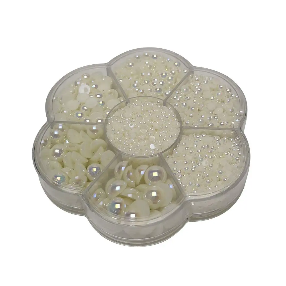 Chenkou Craft 3000PCS Beige Round Flatback Imitation Half Pearls Bead | 2.5mm-10mm, Loops for Jewelry & Crafts - view 3
