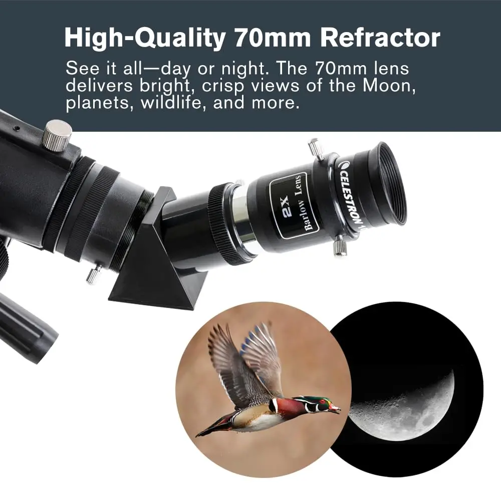 Celestron Travel Scope 70mm DX Refractor Telescope Kit with Backpack | Bright, Sharp Views for Beginners & Travel - view 6