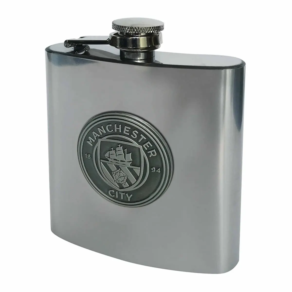 Manchester City FC Stainless Steel Hip Flask 177ml | Official EPL Licensed Gift Box - view 2