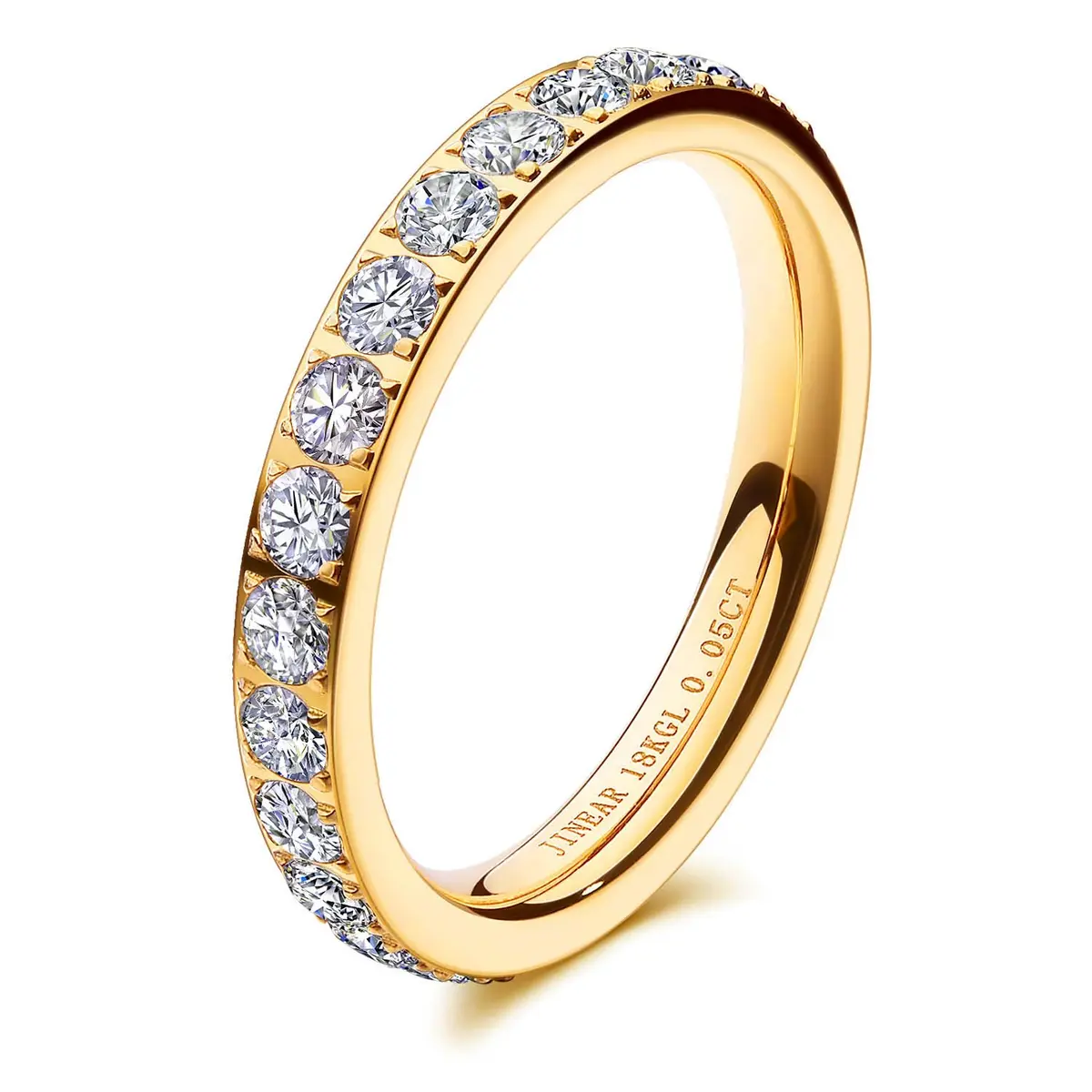JINEAR Wedding Band for Women 3mm Gold Plated Cubic Zirconia Size 5-10 | Elegant Eternity Ring - main product image
