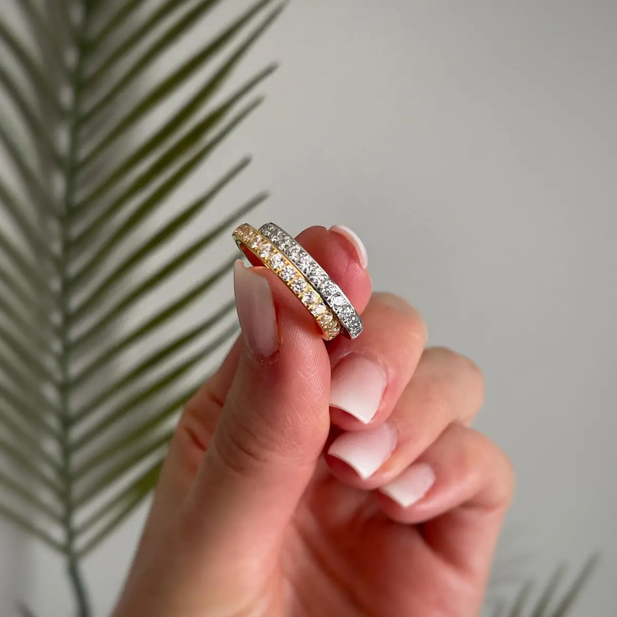 JINEAR Wedding Band for Women 3mm Gold Plated Cubic Zirconia Size 5-10 | Elegant Eternity Ring - view 7