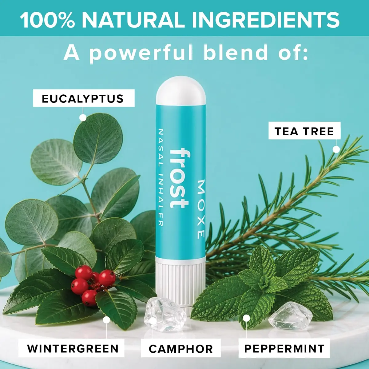 MOXE Frost Refreshing Scent Nasal Inhaler Stick for Breathing Support 3PK | Energizing Aromatherapy with Peppermint, Eucalyptus & Wintergreen - view 3