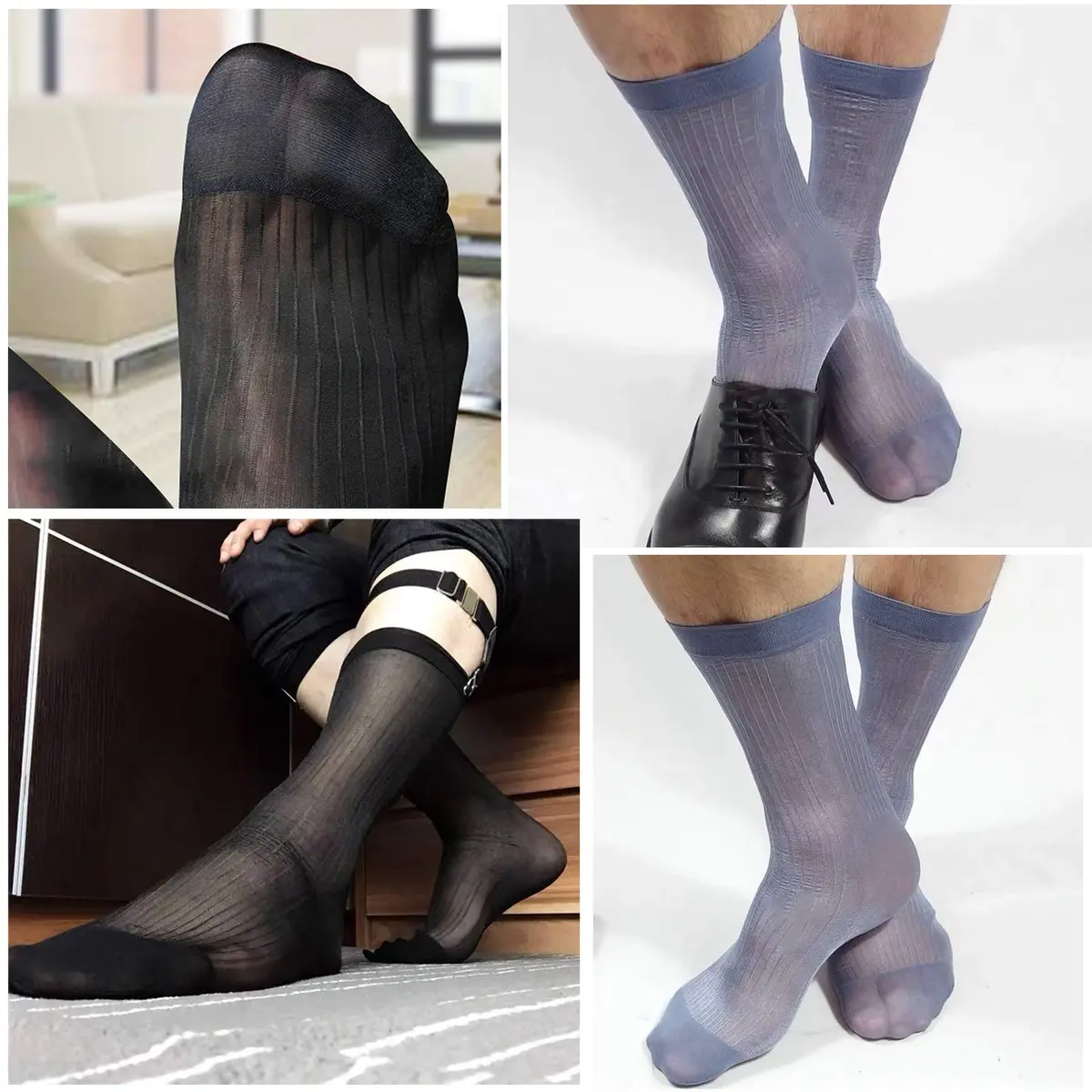 Uaussi Mens Ultra Thin Dress Socks Silk Sheer Mid Calf | Breathable, Moisture-Wicking & Durable (120 chars) - view 5