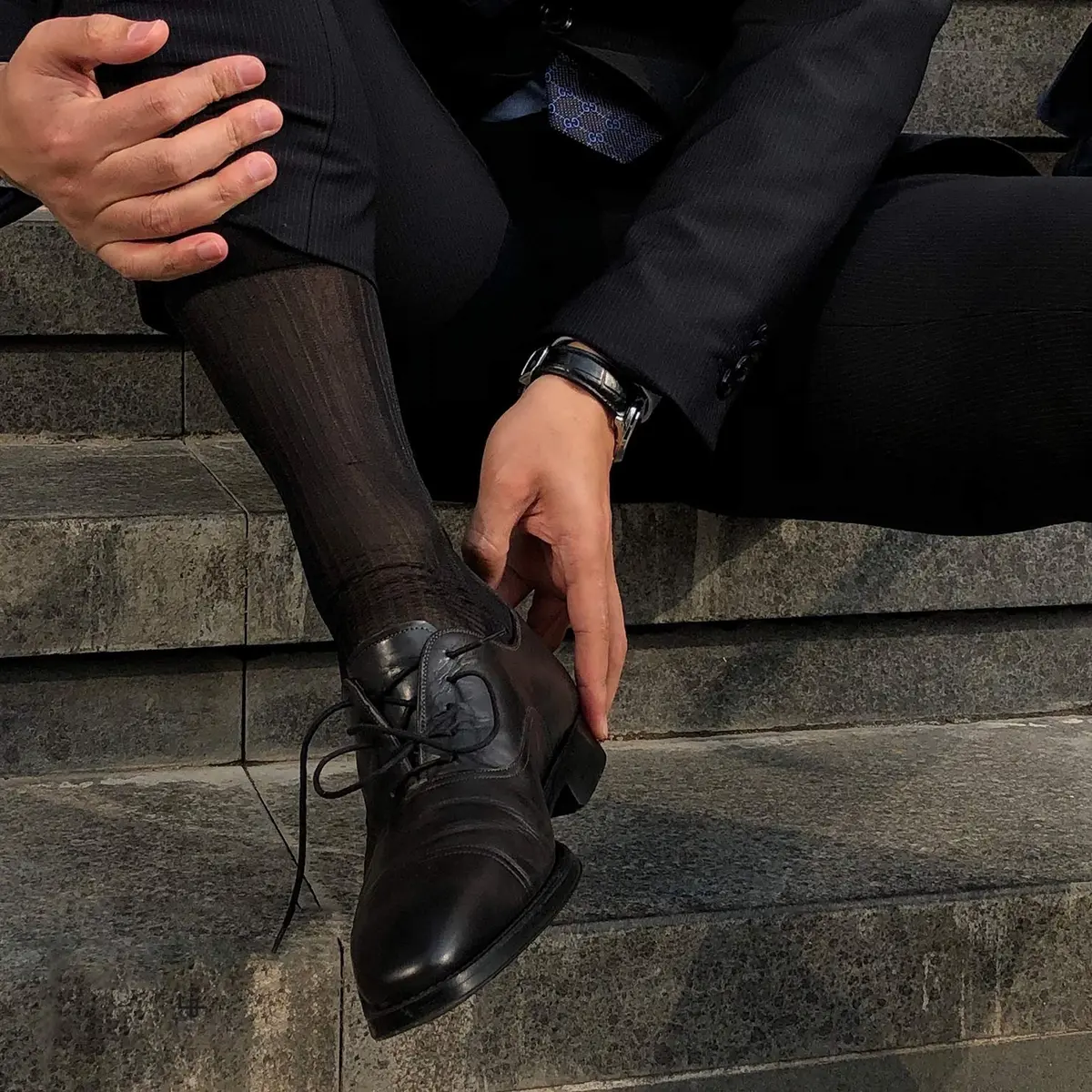 Uaussi Mens Ultra Thin Dress Socks Silk Sheer Mid Calf | Breathable, Moisture-Wicking & Durable (120 chars) - view 7