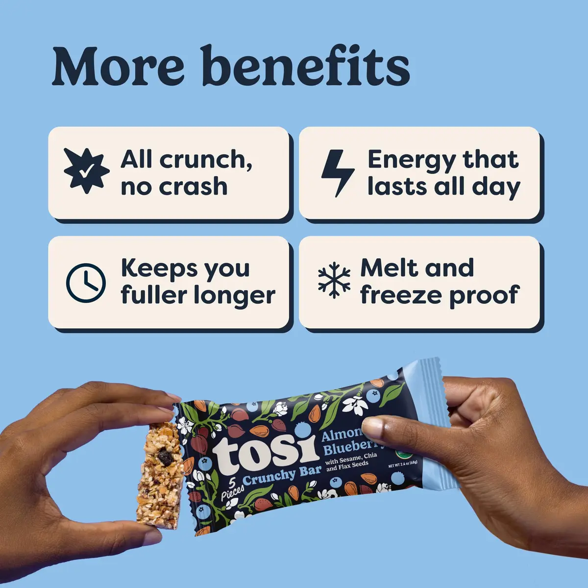 Tosi Plant-Based Nut Bars Almond Blueberry 12-Pack | 12g Protein, Gluten-Free, Vegan, Organic - view 6