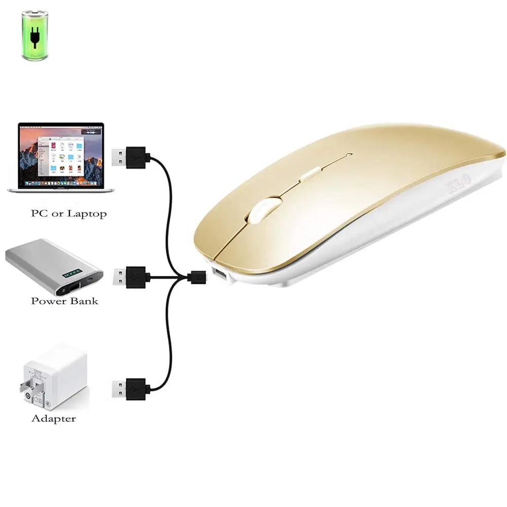 KLO Bluetooth Mouse for MacBook/Laptop/Notebook/pc/iPad/Chromebook, Wireless Mouse for MacBook Pro/AIR (Gold) | 1600 DPI, Rechargeable, Compatible with Mac & Windows - view 5