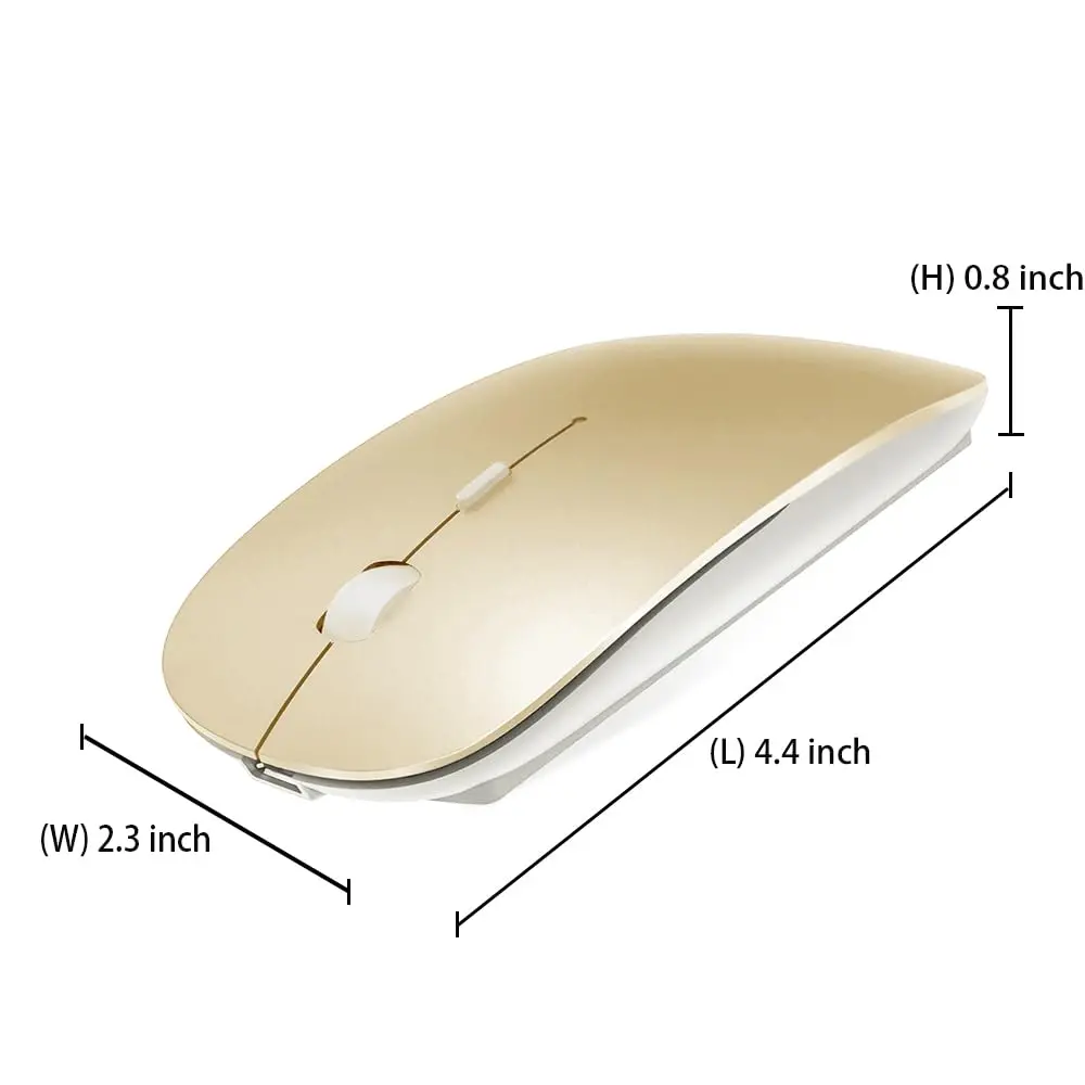 KLO Bluetooth Mouse for MacBook/Laptop/Notebook/pc/iPad/Chromebook, Wireless Mouse for MacBook Pro/AIR (Gold) | 1600 DPI, Rechargeable, Compatible with Mac & Windows - view 6
