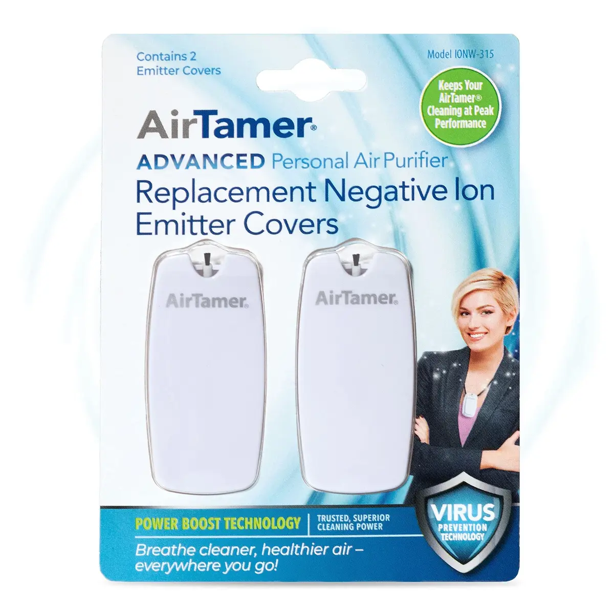 AirTamer Advanced A315W Personal Air Purifier Replacement Negative Ion Emitter Covers - White, 2-Pack | Negative Ion Emitter Covers for AirTamer A315W - main product image