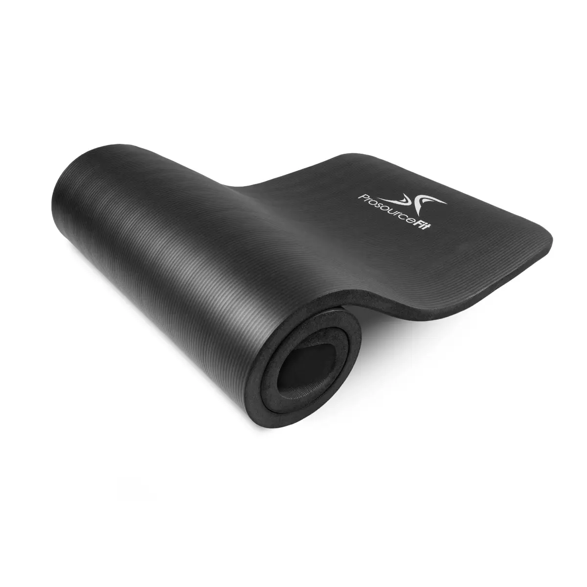 ProSourceFit Extra Thick Yoga and Pilates Mat 1" (25mm) Black | High Density Exercise Mat with Carrying Strap - main product image