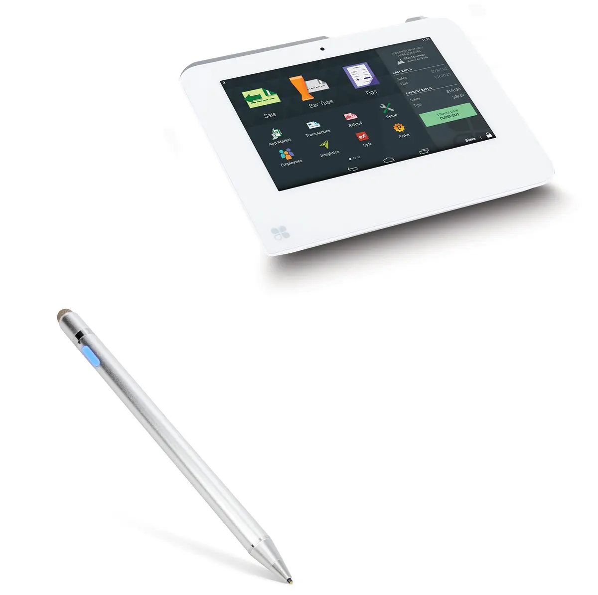 BoxWave AccuPoint Active Stylus for Clover Mini | Ultra Fine Tip, 12H Battery, Metallic Silver - main product image